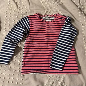Crewcuts Pink and Navy Striped, color block Long Sleeve Tee, size XS
